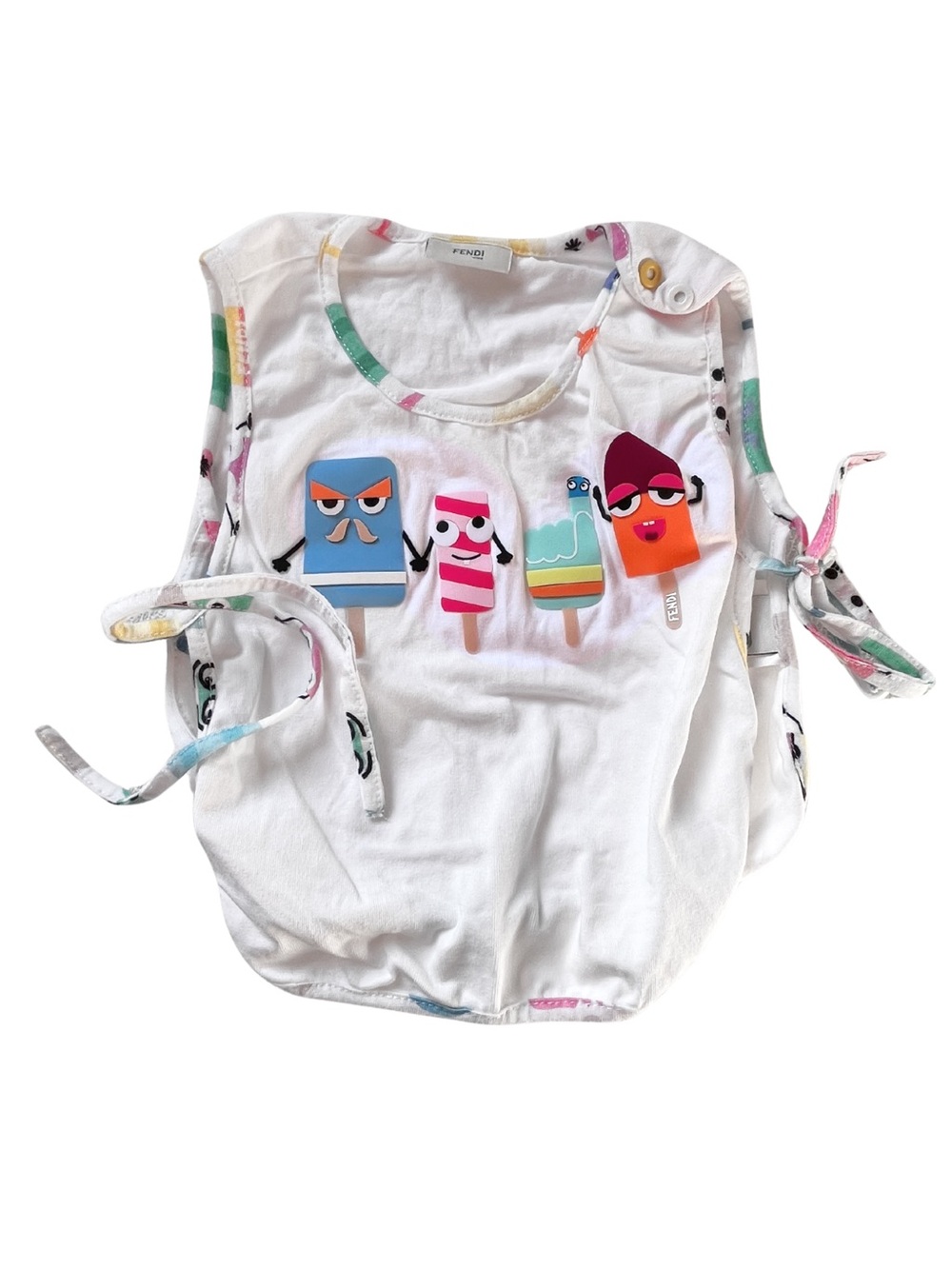 Fendi Baby Kids Popsicle Side-Tie Tank with Colorful Characters, 6-12m